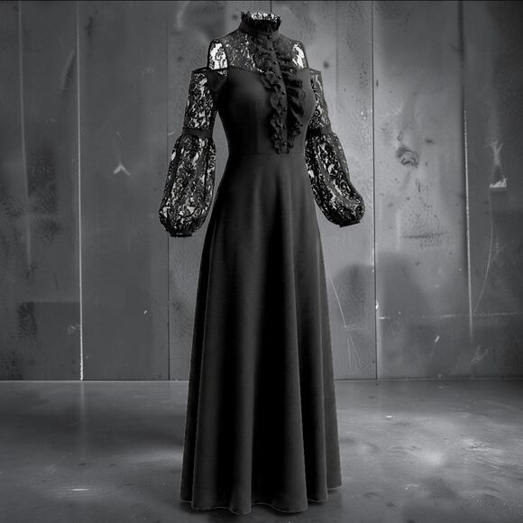 Killstar Dresses & Skirts - Killstar Isabeau’s Curse Black Satin Maxi Dress Medium NWT